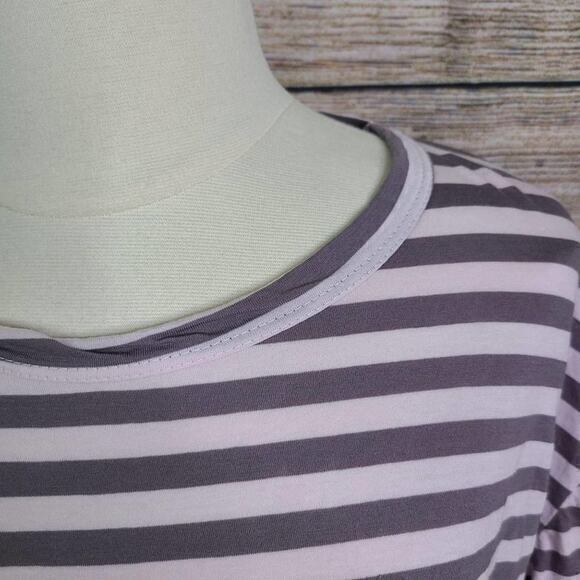 NWT LF Emma & Sam Pink and Grey Striped Crop Top - Picture 4 of 8